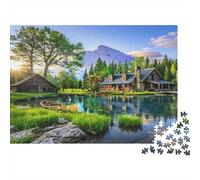 Retiro de cabaña de montaña 1000 Piezas Cartón Grueso Rompecabezas Clásicos Pareja Socios Entrenamiento Cerebral Decoración De Paredes Idea De Regalo 70x50cm/1000pcs
