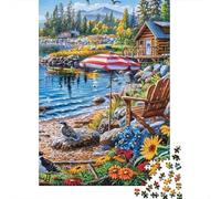 Retiro en cabaña Junto al Lago Puzzle De 1000 Piezas Puzzle Arte Diversión para Adultos Y Niños Mayores 38x26cm/1000pcs