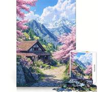 Retiro en Flor de Cerezo - Rompecabezas de 1000 Piezas para Adultos Potencia la Memoria Fácil de Usar Ajuste (50x75cm)