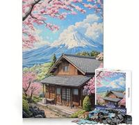 Retiro en Flor de Cerezo - Rompecabezas para Adultos de 1000 Piezas Memoria nítida Recreación Tranquila Bordes limpios Regalo de cumpleaños (50x75cm)