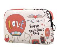 Reto Happy Love - Bolsa de cosméticos con globo aerostático para mujer, neceser de viaje, bolsa organizadora de maquillaje grande con cremallera, multicolor, 18.5x7.5x13cm/7.3x3x5.1in, Neceser