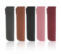 RETOMA 5 estuches delgados para lápices, estuche de cuero pequeño con cremallera, organizador fino y suave, bolsa portátil para suministros de papelería