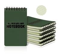RETON 10 Piezas Cuadernos Impermeables, 3 x 5 pulgadas Bloc de Notas para Todo Tipo de Clima con Almohadillas de Steno Tácticas con Rejilla para Grabación de Actividades al Aire Libre (Verde Militar)