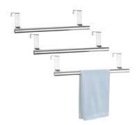 RETON 3 toalleros de acero inoxidable para colgar sobre la puerta, 23 cm, toallero de cocina con almohadillas antideslizantes, sin taladrar (plateado)