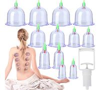 Retoo 12 ventosas con bomba de vacío, kit de ventosaterapia de vacío, 12 vasos para masaje chino con aspirador, terapia corporal y masaje, vasos para ampollas de acupuntura.