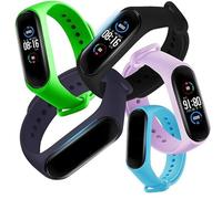Retoo 5 pulseras compatibles con Xiaomi Mi Band 5 6 7, juego de pulseras de repuesto de silicona suave, cierre ajustable, brazalete deportivo impermeable para mujer y hombre