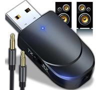 Retoo Adaptador Bluetooth 5.0 2 en 1, Transmisor y Receptor AUX 3.5mm, Micrófono Integrado, Alcance de 10m, Compatible con Auriculares, Altavoces, Coche, Frecuencia 3 Mbit/s