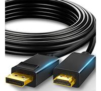 Retoo Adaptador DisplayPort a HDMI, 4K Display Port a HDMI, adaptador a HDMI hembra compatible con HDTV, monitor, proyector, escritorio, Surface, cable de pantalla de 1,8 m, color negro