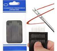 Retoo Agujas De Coser Manuales Con Autoenhebrado, Juego De 12 Unidades, Metal Resistente, Tres Tamaños, Enhebrado Fácil, Para Mayores Bordado Costura Reparaciones Ropa Hogar