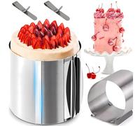 Retoo Anillo para tartas ajustable, diámetro 16-30 cm, altura de 20 cm, marco para hornear, redondo, accesorio para hornear, acero inoxidable, anillo de horneado, accesorios para postres, decoración