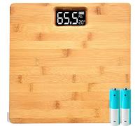Retoo Báscula de Baño Digital de Bambú Con LCD - Superficie de Madera de 30x30 cm - Báscula Corporal Funciona Con Pilas