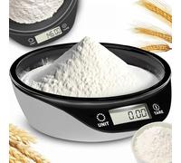 Retoo Báscula de cocina con cuenco desmontable, hasta 5 kg, báscula de cocina para hornear y cocinar, pantalla LCD, báscula digital, báscula doméstica con gran tazón para mezclar, báscula de alimentos