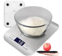 Retoo Báscula de cocina digital, báscula digital de acero inoxidable, capacidad de carga, báscula con fácil lectura, función de apagado automático y tara, medición de líquidos, báscula doméstica