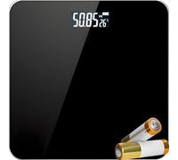 Retoo Báscula Digital Baño Vidrio Templado 180kg, Pantalla LCD, Apagado Automático, 3 Unidades de Medida, Indicador Batería, Diseño Compacto, Antideslizante, Precisión 100g, Color Negro