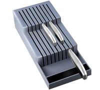 Retoo Bloque de cuchillos, Soporte para Cuchillos de 40 cm para 9 cuchillos, Universal Portacuchillos, Organizador de Cuchillos para Cocina, Portacuchillas de Cocina, horizontal, Gris