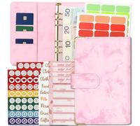 Retoo Budget Planner A6 con carpeta de anillas y cierre magnético - Organizador de dinero y libro para el hogar para Sparchallenge, método de sobres y relleno de efectivo, color rosa