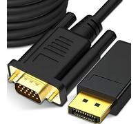 Retoo Cable DisplayPort a VGA de 1,8 m, 1080p 60 Hz, Full HD, cable DP a VGA chapado en oro, compatible con Dell, Lenovo, computadora portátil, PC, TV, Windows, negro, 1920x1080 / 1920x1200