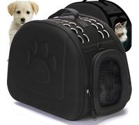 Retoo Caja de transporte para gatos, perros, bolsa de transporte para mascotas, bolsas plegables para perros pequeños, caja de transporte de mascotas para gatitos, cachorros y conejos, color negro