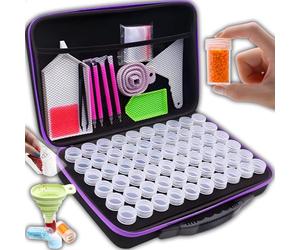 Retoo Cajas de Accesorios para Pintura Diamantes 60 Ranuras, para adultos, regalo, pintura de diamantes, imágenes, piedras