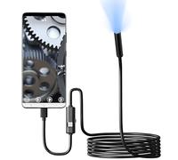 Retoo Cámara endoscópica HD Impermeable con IP67 y 6 LED, endoscopio para teléfono móvil con Micro USB y Tipo C, cámara de Tubo con Cable semirígido, cámara de inspección con Gancho, Android