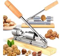 Retoo Cascanueces Retro Palanca Ajustable Mecanismo Acero Manual Base Madera Cocina Frutos Cáscara Herramienta Presión Decoración Almendras Nuez Precisión Compacto Estable Duradero Versátil