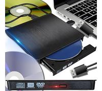 Retoo CD DVD Externo Con Cable USB 3.0 A, B, Grabador Portátil y Lector de Bajo Ruido, Unidad Externa Slim Superdrive Para Portátil, PC de Sobremesa, Windows XP