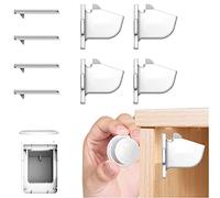 Retoo Cerradura magnética para armarios y cajones, 4 unidades, cierre magnético invisible, color blanco