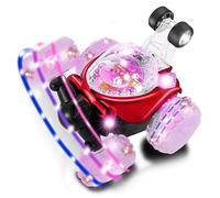 Retoo Coche Teledirigido, RC Coche Acrobático de Juguete, 360 Grados De rotación, Acrobáyico, Inalámbrico, Iluminación LED, para Niños y Niñas, Alcance de hasta 30 m, Mando a Distancia, Rojo