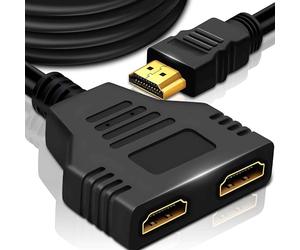 Retoo Conmutador HDMI 1 en 2 salidas, 1080p 60 Hz, HDMI 1.4 para monitores duales, solo duplicado, adaptador de cable HDMI, Distribuidor HDMI compatible con FHD