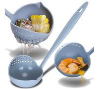 Retoo Espumadera de silicona, resistente al calor hasta 270 °C, apto para lavavajillas, cuchara para escurrir con mango ergonómico, suave para ollas revestidas, utensilios de cocina 33 cm