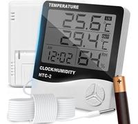 Retoo Estación Meteorológica Electrónica con Termómetro y Higrómetro, Pantalla LCD, Funciones de Reloj, Calendario y Alarma, Precisión de Temperatura y Humedad