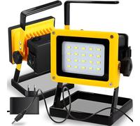 Retoo Foco LED para construcción, 30 W, para camping, garaje, reparación de coches, banco de energía de emergencia, luz de trabajo, luz de trabajo, luz de trabajo, 3 pilas 18650 x 3,7 V