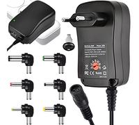 Retoo Fuente de alimentación Universal 12V, 30W Fuente de alimentación Universal enchufable 6 enchufes extraíbles, Fuente de alimentación Ajustable para electrónica doméstica de 3V a 12V y Tiras