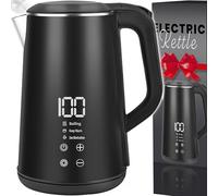 Retoo Hervidor de Agua Eléctrico 1,6L con Pantalla Táctil LED 1500 W, Inalámbrico, Base de 360°, Interior de Acero Inoxidable sin BPA, Varios Niveles de Temperatura, Negro