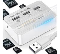 Retoo Hub USB 7 en 1, lector de tarjetas, lector de tarjetas de memoria, 3 hub de datos USB 2.0, lector de tarjetas con 5 puertos SD, MMC, MS, TF, M2, adaptador USB, distribuidor USB, concentrador de