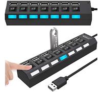 Retoo Hub USB con 7 Puertos, 180 Mbps, Adaptador, Extensor con Alta Velocidad, Portátil Ladron USB, Toma Múltiple para La Transferencia Rápida De Datos, Multicargador USB