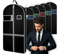 Retoo Juego de 5 fundas para ropa de 60 x 100 cm, impermeables y transpirables, con cremallera, para traje, vestido, abrigo, camisa, reutilizables, resistentes al polvo, ideales para viajes y