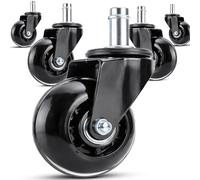 Retoo Juego de 5 ruedas para silla de oficina, 10 mm x 22 mm, 75 mm de diámetro, silenciosas y respetuosas con el suelo, adecuadas para suelos duros y alfombras, fácil montaje, materiales de alta