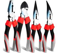 Retoo Juego de alicat, alicates de punta recta, alargados, curvos, alargados, combinados de 185-250 mm, 4 piezas para bricolaje y profesionales