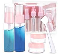 Retoo Juego de botellas de viaje, juego de cosméticos vacíos, accesorios para equipaje de mano, botellas de plástico para llenar líquidos, viaje en avión, pulverizador vacío/botellas con tapa