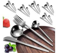 Retoo Juego de cubertería para 6 personas, 24 piezas, juego de cubertería, compuesto de cuchillo, tenedor, cuchara, cuchara, cubertería para casa, fiesta, restaurante, diseño moderno y sencillo