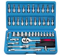 Retoo Juego de Llaves de Vaso Profesionales, 46 Piezas, Vasos, Carraca, Puntas de Destornillador, Kit de Herramientas Mecánicas, para la Reparación del Hogar y Bricolaje, Maletín, Universal