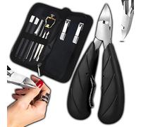 Retoo Juego de manicura de 11 piezas, cortaúñas, juego de cuidado de uñas, pedicura, juego de uñas para hombre y mujer, acero inoxidable, funda de piel, juego de accesorios portátiles, herramientas de