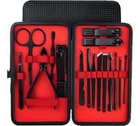 Retoo Juego de manicura, juego de cuidado de uñas, juego de viaje de uñas pequeño para hombres, juego de cortauñas de manicura de 16 piezas, pedicura, kit de cuidado de uñas, acero inoxidable