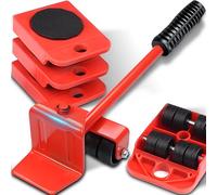 Retoo Juego de ruedas de transporte para muebles, 4 rodillos de muebles y 1 elevador de carga, sistema deslizante para muebles con elevador de carga, juego de ruedas para muebles, ayudante de mudanza