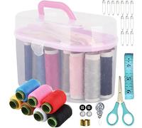 Retoo Kit De Costura Con Caja Transparente, Set Completo Portátil Con Hilo De Colores, Agujas, Tijeras, Cinta Métrica, Dedal, Costurero Compacto Para Reparaciones En Casa, Viaje Y Emergencias
