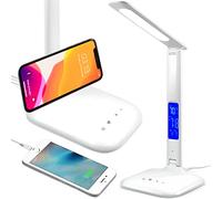 Retoo Lámpara de escritorio LED con función de carga USB, lámpara de oficina lámpara de mesa con 5 niveles de brillo, control sensible, lámpara de noche, 1200 lux, 5W, lámpara de escritorio para