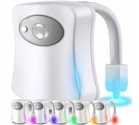 Retoo Lámpara de Inodoro Luz nocturna LED para inodoro con sensor de movimiento PIR, sensor de luz, resistente al agua, funciona con pilas, luz de inodoro