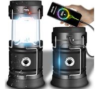 Retoo Lámpara Solar LED Portátil para Camping, Cargador Solar y Powerbank, 2 Modos de Iluminación, Batería Recargable, Resistente al Agua, Ideal para Senderismo y Camping