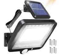 Retoo Lámpara Solar Para Exterior 100 LED, Detector De Movimiento, IP44, Solares LED prueba de agua, súper brillante, 4000 mAh 1000 Lumen, Foco Solar Exterior para jardín, garajes